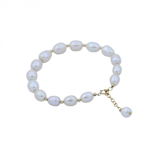Pulsera de Perlas Cultivadas Blancas - Gold Filled x 1pc
