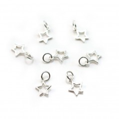 Charm star openwork ,sterling silver 925, 8x13.5mm x 2pcs