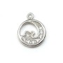 925 silver & zirconium charm, in the wave-shaped, measuring 7mm x 1pc