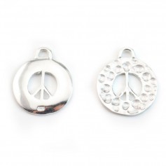 Peace&love Ciondolo rotondo in argento 925 15 mm x 1 pezzo