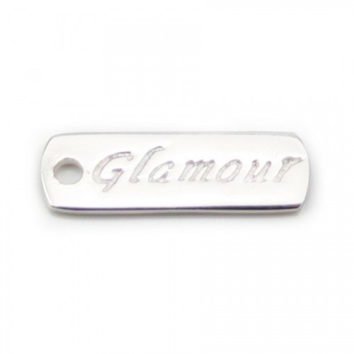 Encanto gravado "Glamour" em prata 925 17x6mm x 1pc