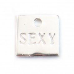Gravierte quadratische "Sexy" Charms aus 925er Silber 10mm x 1Stk