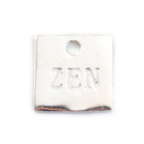 Ciondolo quadrato inciso "ZEN" in argento 925 10 mm x 1 pz
