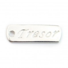 Engraved charm "Tresor" in silver 925 17x6mm x 2pcs