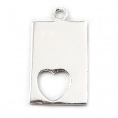 925 Sterling Silver Heart Charm 17x11mm x 1pc