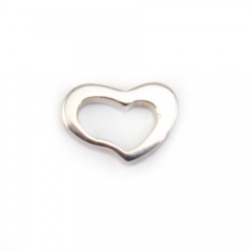 925 Sterling Silver Heart Intercalary 5x7mm x1pc