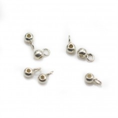Stopper for chain, in 925 silver, in round shape, with ring, 5.5 * 2.5mm x 10pcs
