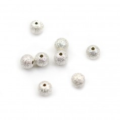 Perle ronde diamanté en argent 925 6mm x 2pcs