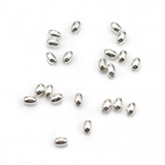 Perlina oblunga d'argento 925 3x4,5 mm x 10 pezzi