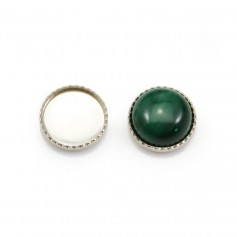 Set in 925 silver, for 8mm round cabochon x 2pcs