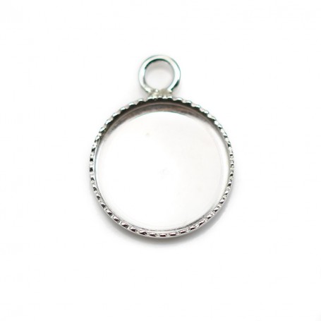 Pendant in 925 silver, with set for round cabochon of 12mm x 1pc