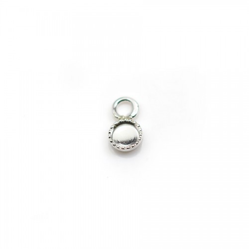 Pendant in 925 silver, with set for round cabochon of 4mm x 2pcs