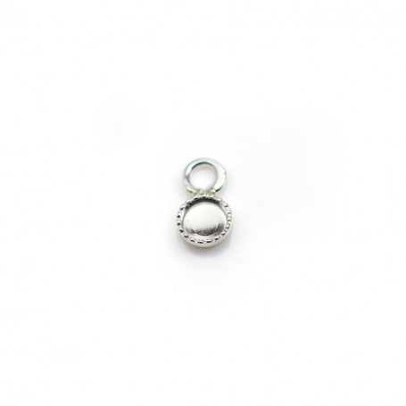 Pendant in 925 silver, with set for round cabochon of 4mm x 2pcs