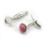 Cufflink, in 925 silver for 10mm round cabochon, 25 * 10.5mm x 2pcs