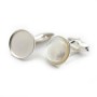 Cufflink, in 925 silver for 16mm round cabochon, 25 * 17mm x 2pcs