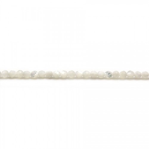 Weißes Perlmutt, rund facettiert, 2mm x 40cm