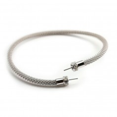 Bracelet jonc flexible pour perle semi-percée avec strass en argent 925 63mm x 1pc