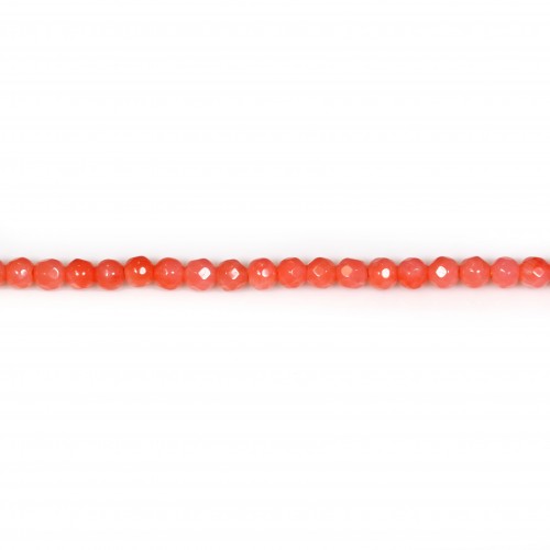 Colored Orange Faceted Round Sea Bamboo 3mm X 40cm 