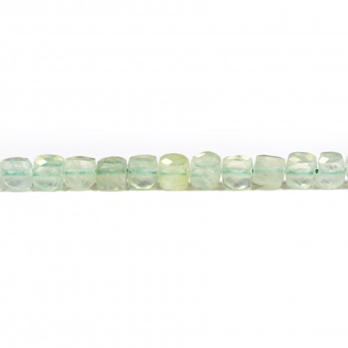 Prehnite, in the shape of a faceted cube, 4mm x 10pcs