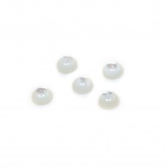 White mother-of-pearl cabochon, in round shape 5mm x 4pcs