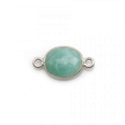 Faceted Oval Amazonite set in silver 9*11mm, 2 rings x 1pc