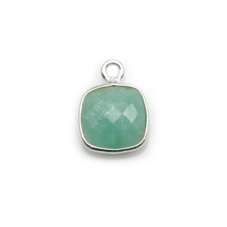 Faceted square Amazonite set in silver 9 mm, 1 ring x 1pc