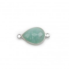 Faceted drop Amazonite set in silver 11*15mm, 2 rings x 1pc