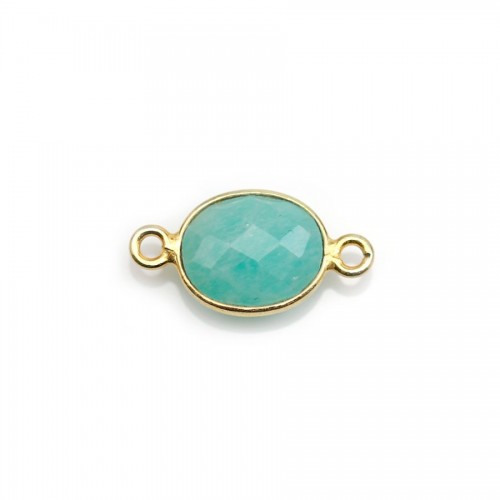 Faceted oval amazonite set in gold-plated silver 9*11mm, with 2 rings x 1pc