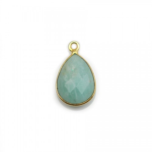 Faceted drop Amazonite set in gold-plated silver 11*15mm x 1pc