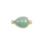 Faceted drop Amazonite set in gold-plated silver with 2 rings 11x15mm x 1pc