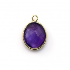 Faceted oval amethyst set in gold-plated silver 11x13mm x 1pc