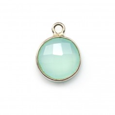 Round faceted chalcedony set in silver 11mm x 1pc