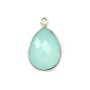 Faceted drop-shape chalcedony set in 925 sterling silver 13x17mm x 1pc