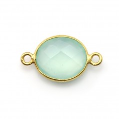 Oval faceted chalcedony set on silver gilt 2 rings 11x13mm x 1pc