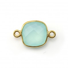 Chalcedony cushion faceted set on silver gilt 2 rings 11mm x 1pc