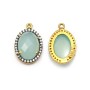 Faceted oval blue chalcedony set in gold-plated silver and zirconium 13x17mm x 1pc