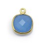 Faceted cushion chalcedony set in gold-plated silver 11mm x 1pc