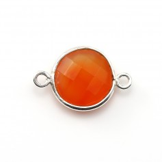 Faceted round carnelian set in silver 2 rings 11mm x 1pc