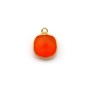 Faceted cushion carnelian set in gold-plated silver 11mm x 1pc