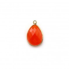 Faceted drop-shape carnelian set in gold-plated silver 11x15mm x 1pc