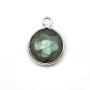 Faceted round labradorite set in sterling silver 11mm x 1pc