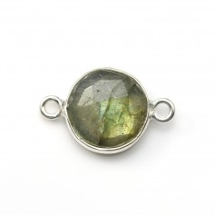 Faceted round labradorite set in silver 2 rings 11mm x 1pc