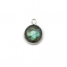 Faceted round labradorite set in silver 1 ring, 9mm x 1pc