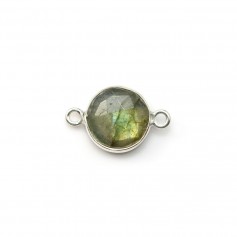 Faceted round labradorite set in silver 2 rings 9mm x 1pc