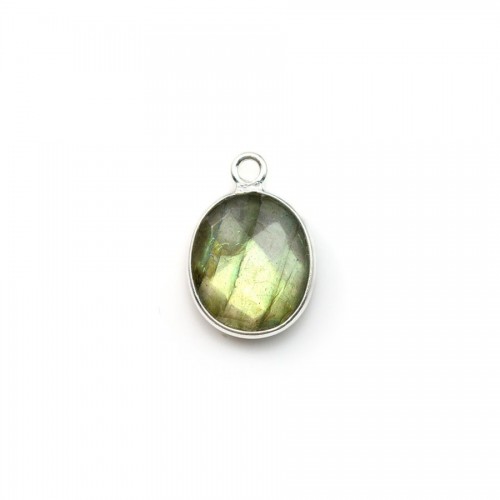 Faceted oval labradorite set in silver 1 ring 9*11mm x 1pc