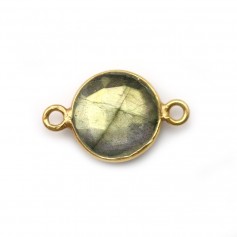 Round labradorite set in gold-plated silver 2 rings 11mm x 1pc