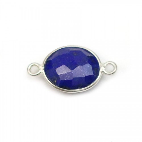 Lapis lazuli de forme ovale, 2 anneaux, serti en argent, 11*13mm x 1pc