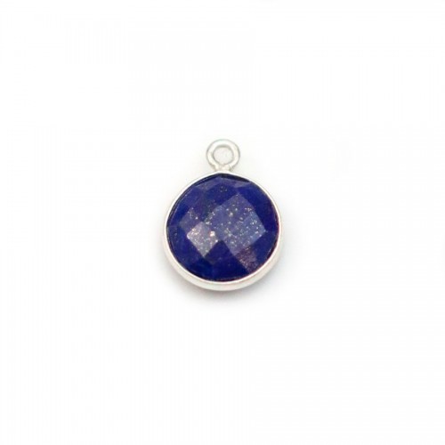 Lapis lazuli de forme ronde, 1 anneau, serti en argent, 9mm x 1pc