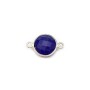 Lapis lazuli round shape, 2 rings, set in silver, 9mm x 1pc
