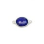 Lapis lazuli de forme ovale, 2 anneaux, serti en argent, 9x11mm x 1pc